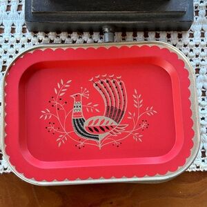 Tidbits Tray MCM Modern Peacock Red + Gold Decorative Tray